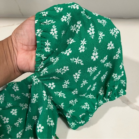 & Other Stories women's floral puff sleeve midi dress with slit green size 4 - Picture 5 of 14